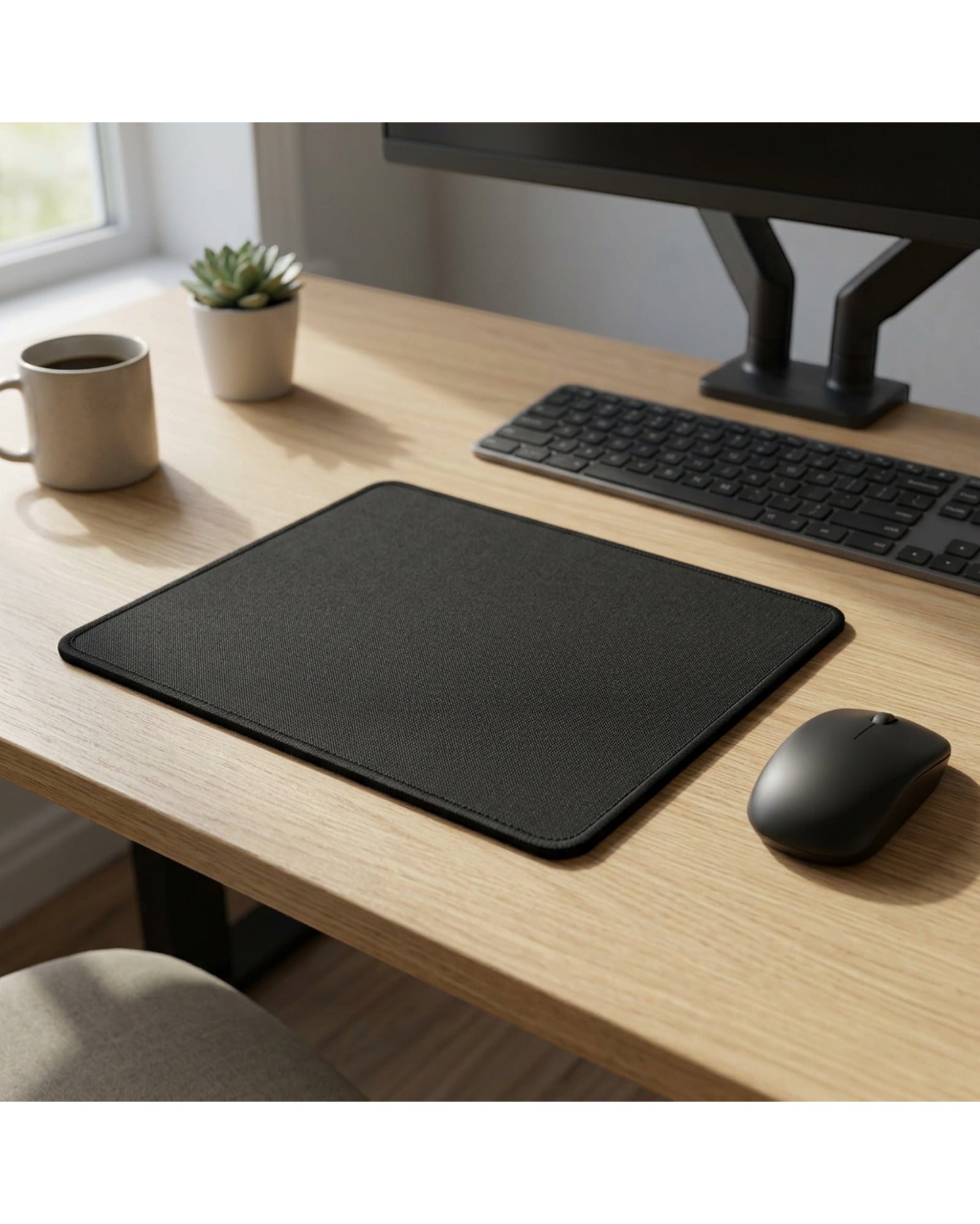 Cirae Stitched Cloth Mouse Pad 30 x 25 cm Black - Lifestyle view